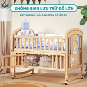 Nôi cũi gỗ Pakey CG02 kèm nệm 18 Nôi cũi cho bé Pakey CG02 kèm nệm