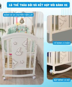 Nôi cũi gỗ đa chế độ Pakey CG03 27 Nôi cũi gỗ cho bé Pakey CG03