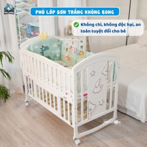 Nôi cũi gỗ đa năng Pakey CG03 kèm nệm 31 Nôi cũi gỗ cho bé Pakey CG03