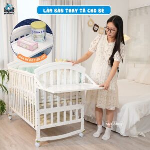 Nôi cũi gỗ đa năng Pakey CG03 kèm nệm 26 Nôi cũi gỗ cho bé Pakey CG03