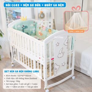 Nôi cũi gỗ đa năng Pakey CG03 kèm nệm 36 nôi cũi gỗ cho bé Pakey CG03 kèm nệm