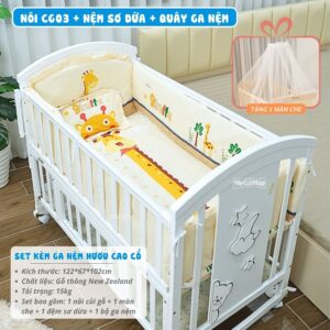 Nôi cũi gỗ đa năng Pakey CG03 kèm nệm 37 nôi cũi gỗ cho bé Pakey CG03 kèm nệm