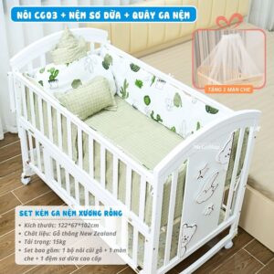 Nôi cũi gỗ đa năng Pakey CG03 kèm nệm 35 nôi cũi gỗ cho bé Pakey CG03 kèm nệm