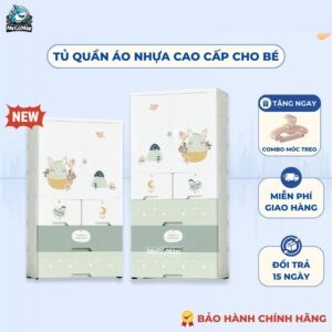 Tủ nhựa cho bé Pakey HX004 màu xanh lá 13 Tủ nhựa cho bé Pakey HX004 màu xanh lá – hình thỏ
