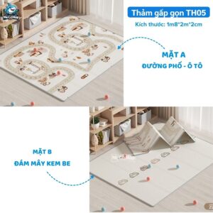 Thảm xốp cho bé XPE 2 mặt, dày 2cm Pakey TH04 - TH05