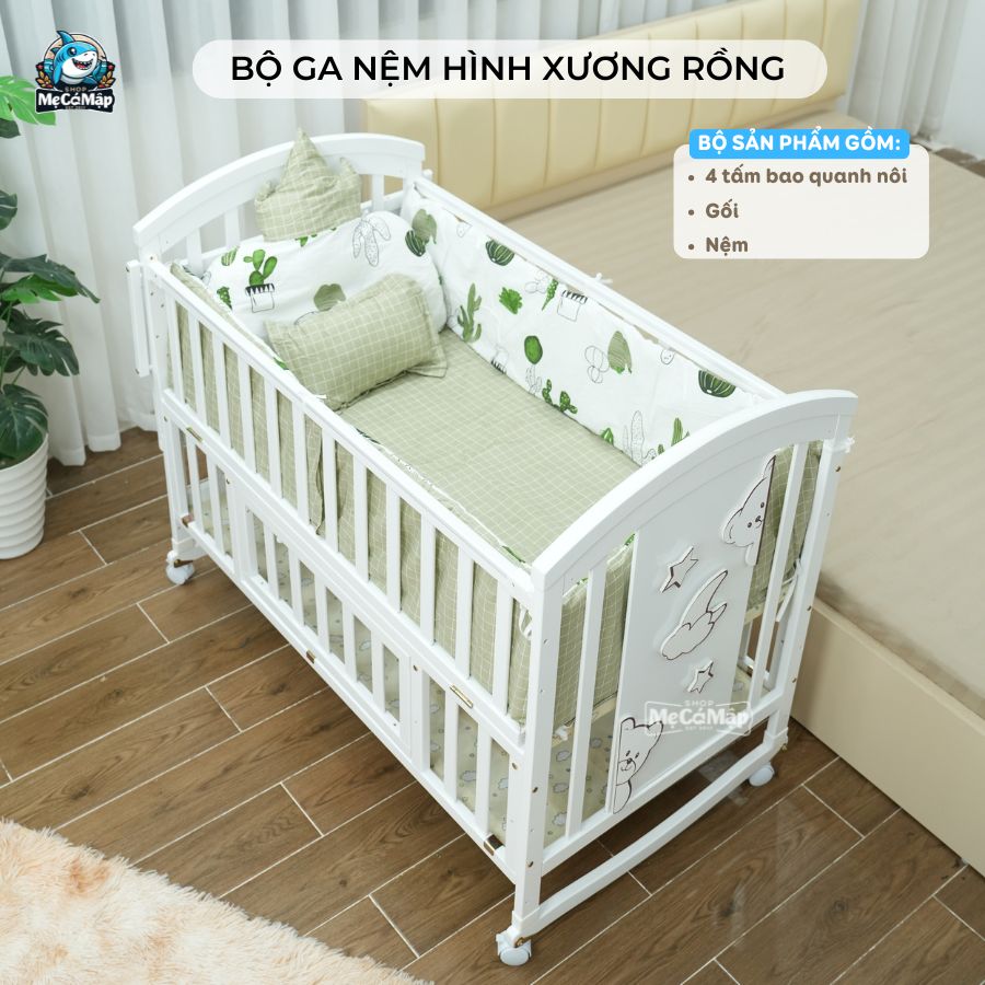 Bộ ga nệm nôi cũi gỗ