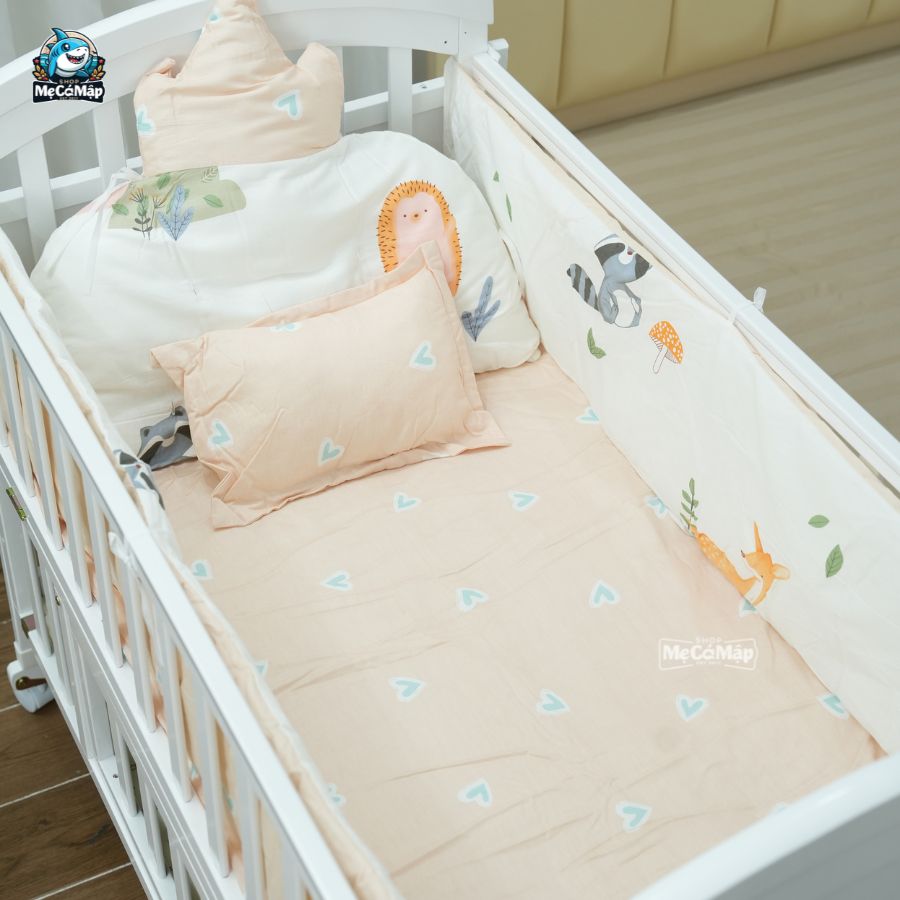 Bộ ga nệm nôi cũi gỗ