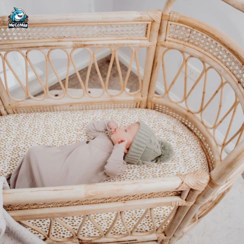 15+ mẫu nôi mây tự nhiên cho bé đẹp, nhiều kiểu dáng 18 Nôi mây kiêm giường cũi cho bé