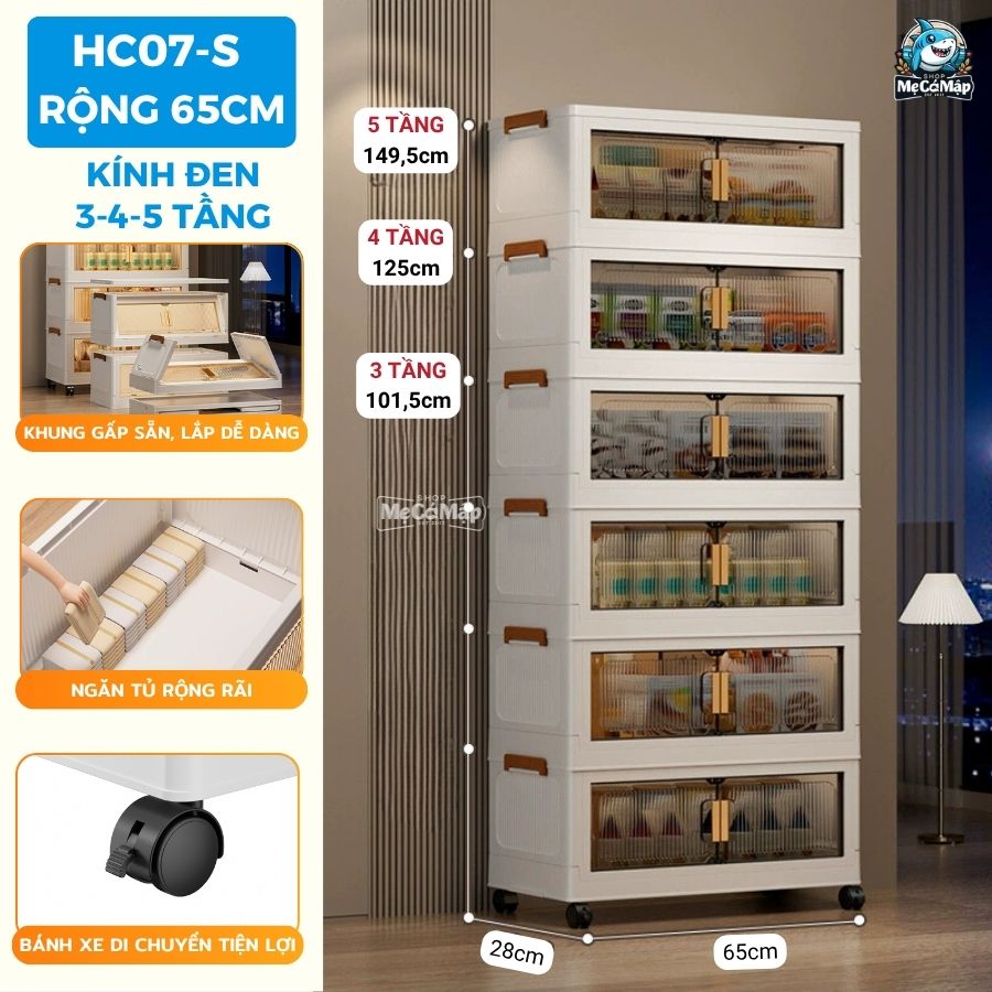 Tủ nhựa gấp gọn HC07-S màu trắng