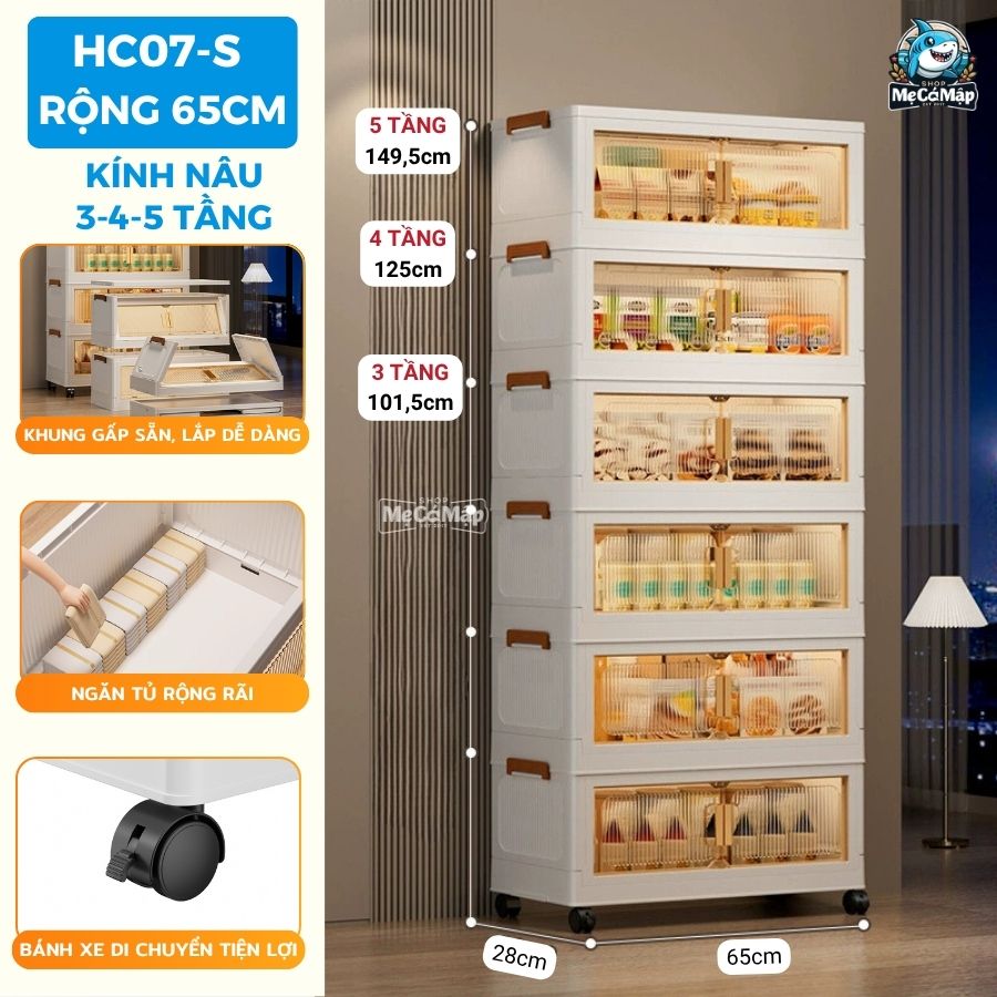 Tủ nhựa gấp gọn HC07-S màu trắng