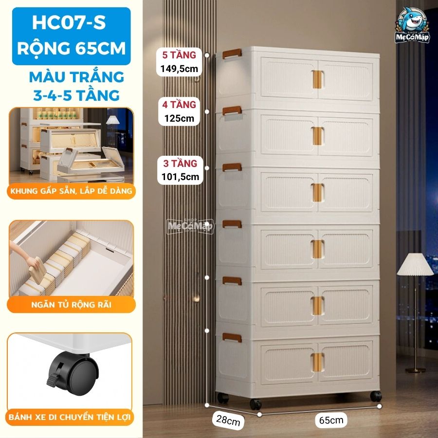 Tủ nhựa gấp gọn HC07-S màu trắng