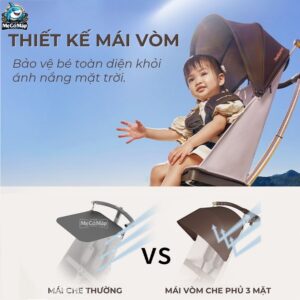 Xe đẩy gấp gọn Baobaohao V12 màu nâu