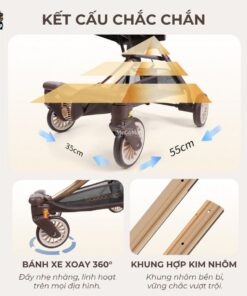 Xe đẩy gấp gọn Baobaohao V12 màu nâu