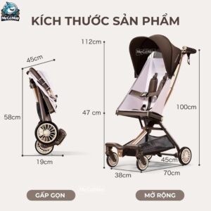 Xe đẩy gấp gọn Baobaohao V12 màu nâu