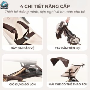 Xe đẩy gấp gọn Baobaohao V12 màu nâu