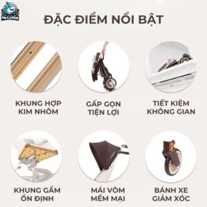 Xe đẩy gấp gọn Baobaohao V12 màu nâu