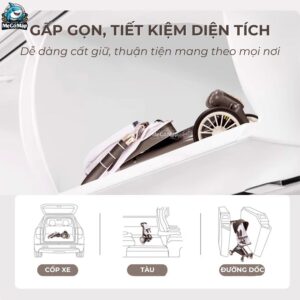 Xe đẩy gấp gọn Baobaohao V12 màu nâu