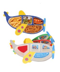 Set ăn dặm sợi tre B007 máy bay