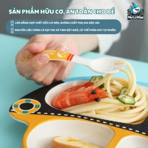 Set ăn dặm sợi tre B007 máy bay