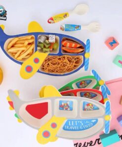 Set ăn dặm sợi tre B007 máy bay