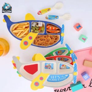 Set ăn dặm sợi tre B007 máy bay