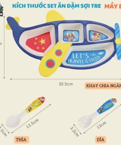 Set ăn dặm sợi tre B007 máy bay