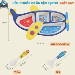 Set ăn dặm sợi tre B007 máy bay