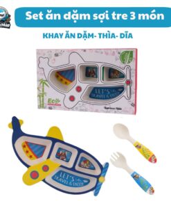Set ăn dặm sợi tre B007 máy bay