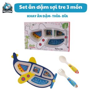 Set ăn dặm sợi tre B007 máy bay