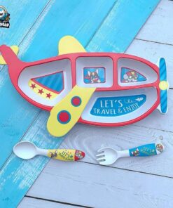 Set ăn dặm sợi tre B007 máy bay