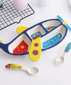 Set ăn dặm sợi tre B007 máy bay
