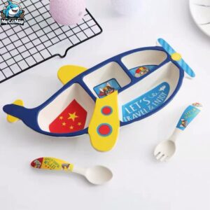 Set ăn dặm sợi tre B007 máy bay