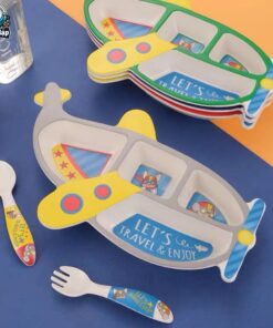 Set ăn dặm sợi tre B007 máy bay