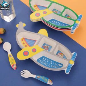 Set ăn dặm sợi tre B007 máy bay