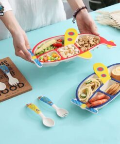 Set ăn dặm sợi tre B007 máy bay