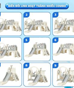Cầu trượt xích đu liên hoàn Pakey Khủng long LH01