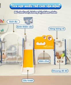 Cầu trượt xích đu liên hoàn Pakey Khủng long LH01