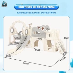 Cầu trượt xích đu liên hoàn Pakey Khủng long LH01