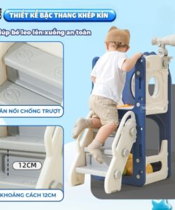 Cầu trượt xích đu liên hoàn Pakey Khủng long LH01
