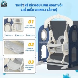 Cầu trượt xích đu liên hoàn Pakey Khủng long LH01