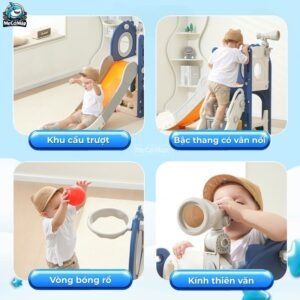 Cầu trượt xích đu liên hoàn Pakey Khủng long LH01