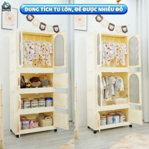 Tủ nhựa ngăn kéo kết hợp ngăn treo HC18