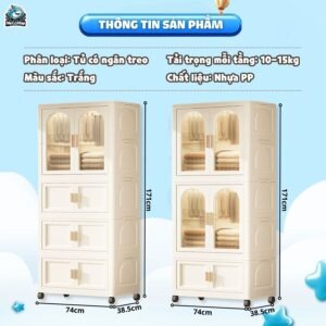 Tủ nhựa ngăn kéo kết hợp ngăn treo HC18